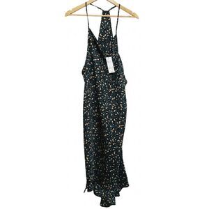 Bcbg womens small leopard print slip dress midi blue tan dainty romantic